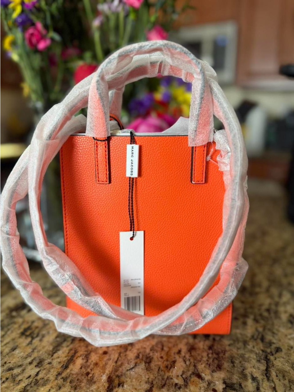 🧡 MARC JACOBS The Grind Mini Tote Bag Dragon Fire Orange NWT Crossbody - Picture 6 of 16